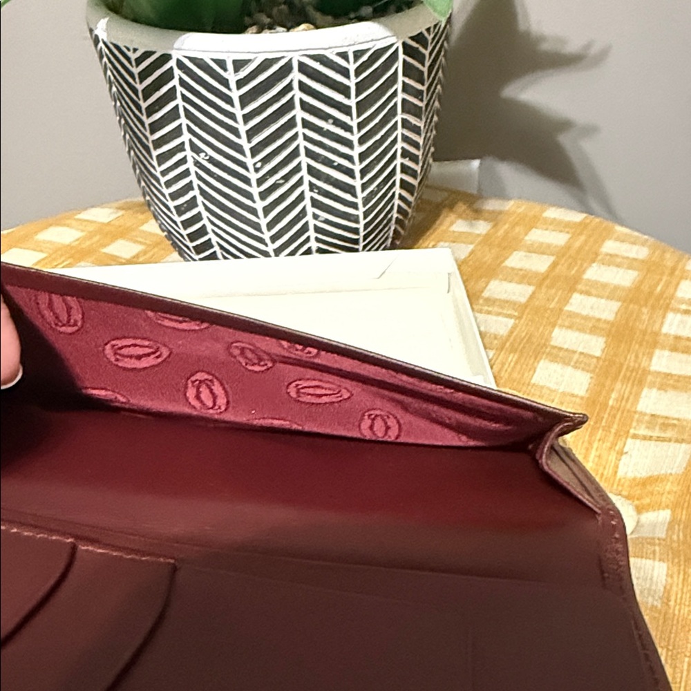 Cartier Burgundy Leather Wallet with Gold Details - Picture 15 of 16